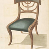 Chair with a black cushion.