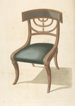 Chair with a black cushion.