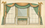 Green and gold drapery.