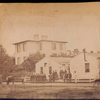 [Soldiers] Home, New York Avenue [Washington, D.C.] [View of Home from street; soldiers stand at attention near horse and wagon]