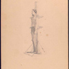 Andrometer. No. 3. April 8th 1865. [Man standing in body measuring instrument.]