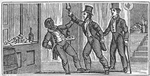 A white man threatening a black man with a bottle
