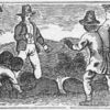 A black man being tortured with whips by white men