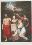 Æsculapius, Ceres, and Cupid honouring the bust of Linnæus.