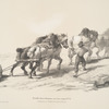 Nouvelles études d'animaux aux deux crayons, no. 12: [Chevaux trainant une poutre, conduits par un paysan].