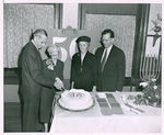 Chatham Square 50th Anniversary, 2nd Carnegie Branch Building: Ralph Allen Beals, Director; Marion E. Lang; Mrs. Alison B. Alessios; John Mackenzie Cory, Chief of Circulation