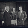 Elliott Nugent (right) and unidentified actors in rehearsal for the stage production Build With One Hand
