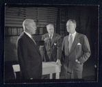 Elliott Nugent (right) and unidentified actors in rehearsal for the stage production Build With One Hand