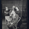 Elliott Nugent, Geraldine Fitzgerald, and unidentified actors in rehearsal for the stage production Build With One Hand