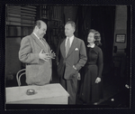 Unidentified actor, Elliott Nugent, and Geraldine Fitzgerald in rehearsal for the stage production Build With One Hand