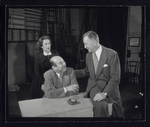 Geraldine Fitzgerald, unidentified actor, and Elliott Nugent in rehearsal for the stage production Build With One Hand