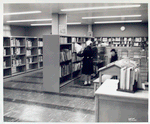Interior, patrons at bookshelves, Francis Martin Branch