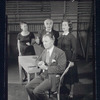 Elliott Nugent, Geraldine Fitzgerald, and unidentified actors  in rehearsal for the stage production Build With One Hand