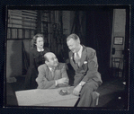 Elliott Nugent, Geraldine Fitzgerald, and unidentified actor in rehearsal for the stage production Build With One Hand