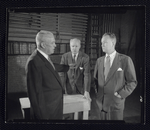 Elliott Nugent and unidentified actors in rehearsal for the stage production Build With One Hand