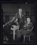 Elliott Nugent, Geraldine Fitzgerald, and unidentified actors in rehearsal for the stage production Build With One Hand