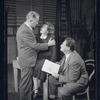Elliott Nugent, Geraldine Fitzgerald, and playwright Joseph Kramm in rehearsal for the stage production Build With One Hand