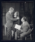 Elliott Nugent, Geraldine Fitzgerald, and playwright Joseph Kramm in rehearsal for the stage production Build With One Hand