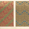 Diaper patterns in gold on rich coloured grounds....