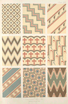 Diaper, spiral, and zig-zag patterns....