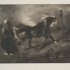 Cheval arabe au piquet, d'après Delacroix.