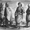 Three men and a woman in clothing and dress.]