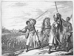 Warriors marching with spears.