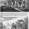 Man being carried by men walking.] ; [ Man holding umbrella while being carried by two men walking.]