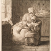 La leçon de tricot, d'après Millet.
