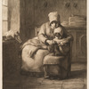 [La leçon de tricot, d'après Millet.]