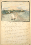 Wooding in Xibara [Sailboat in harbor carrying lumber.]