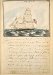 Lucy off Cuba [Ship at sea flying American flag.]