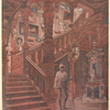 Escalier Louis XIII en chêne sculpté....