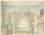 Salle de bains Louis XVI, avec une glace à trois faces....