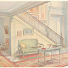 Départ d'escalier et partie de vestibule. Détail....