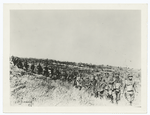 American advance in Argonne. German prisoners captured by Amer. In Argonne being escorted to prison pen in rear.