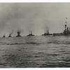 The German grand fleet steaming out of Kiel Harbor. 1918.
