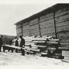 Spruce prod. section of Aviation Service Work. Inspecting lumber for further use in airplanes.