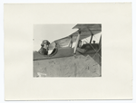 Life of an aviation cadet at Kelly Field, Texas. A cadet, merely a passenger, about to start off on his first trip with an instructor. (5-1-1918)