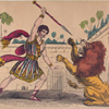 Monsieur Martin as Sadhusan encountering the wild lion. [In Hyder Ali]