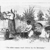 The elder women wash clothes by the brookside