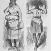 The women were dressed in gay colors. ; With forty or fifty pounds of rice stalks on their heads