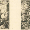 Deux frontispices sur la même planche : Titre pour Les tréteaux, de Charles Monselet ; Frontispice pour Oeuvres nouvelles de Champfleury