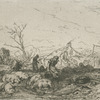 Paysage : troupeau de cochons.