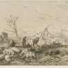 Paysage : troupeau de cochons.