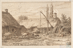 Paysage : chaumières.
