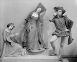 Charles Weidman, Eugenia Liczbinska with Blanche Talmud (seated) Dance Group appearing in music-dance-drama "Music of the troubadours" (Neighborhood Playhouse Production, New York, 1931)