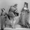 Charles Weidman, Eugenia Liczbinska with Blanche Talmud (extreme left) Dance Group appearing in music-dance-drama "Music of the troubadours" (Neighborhood Playhouse Production, New York, 1931)