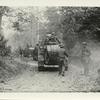 The Amer. advance in the Argonne region, France. A procession of Amer. tanks moving up to front of Argonne, Boureilles, Meuse, France, Sept. 1918