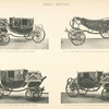 Fig. 18. - Full dress landau of Queen Victoria; Fig. 19. - Landau used for the Diamond Jubilee of Queen Victoria, 22nd of June, 1897; Fig. 20. - Full dress landau of the Prince of Wales; Fig. 21. - Full dress landau of the Prince of Wales (with swan neck perch). Great Britain.
